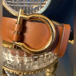Salvatore Ferragamo Leather Belt Buckle Vicuna (British Tan) L-XXL women's